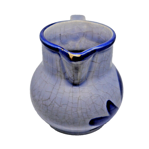 Rare Staffel Stoneware Small Blue & Red Pitcher / Creamer - Germany 4.5” Vintage - Picture 2 of 9